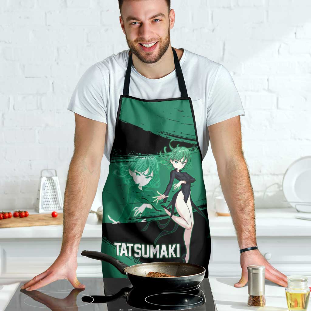Tatsumaki One Punch Man Anime Green and Black Theme Apron with Psychic Power Effects and Bold - The Mazicc