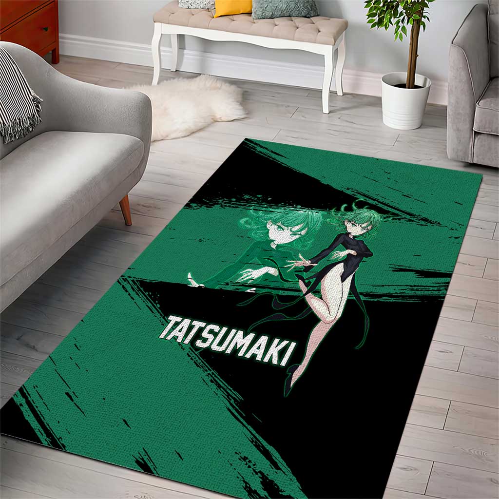 Tatsumaki One Punch Man Anime Green and Black Theme Area Rug with Psychic Power Effects and Bold - The Mazicc