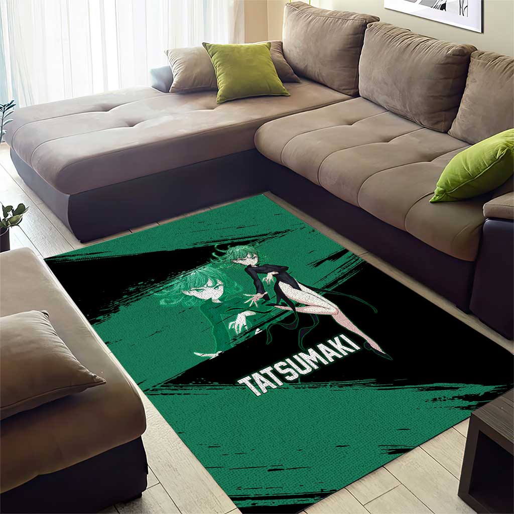 Tatsumaki One Punch Man Anime Green and Black Theme Area Rug with Psychic Power Effects and Bold - The Mazicc