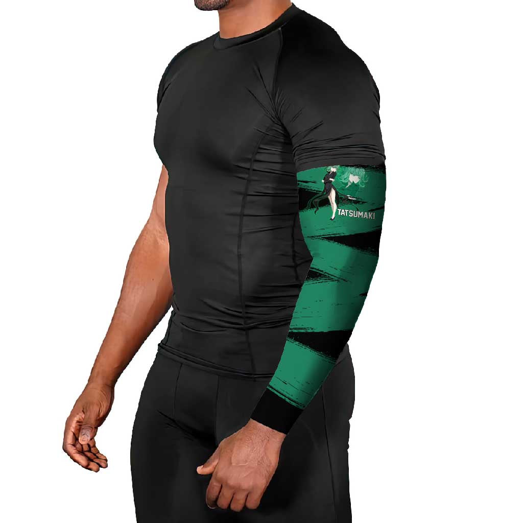 Tatsumaki One Punch Man Anime Green and Black Theme Arm Sleeves with Psychic Power Effects and Bold - The Mazicc