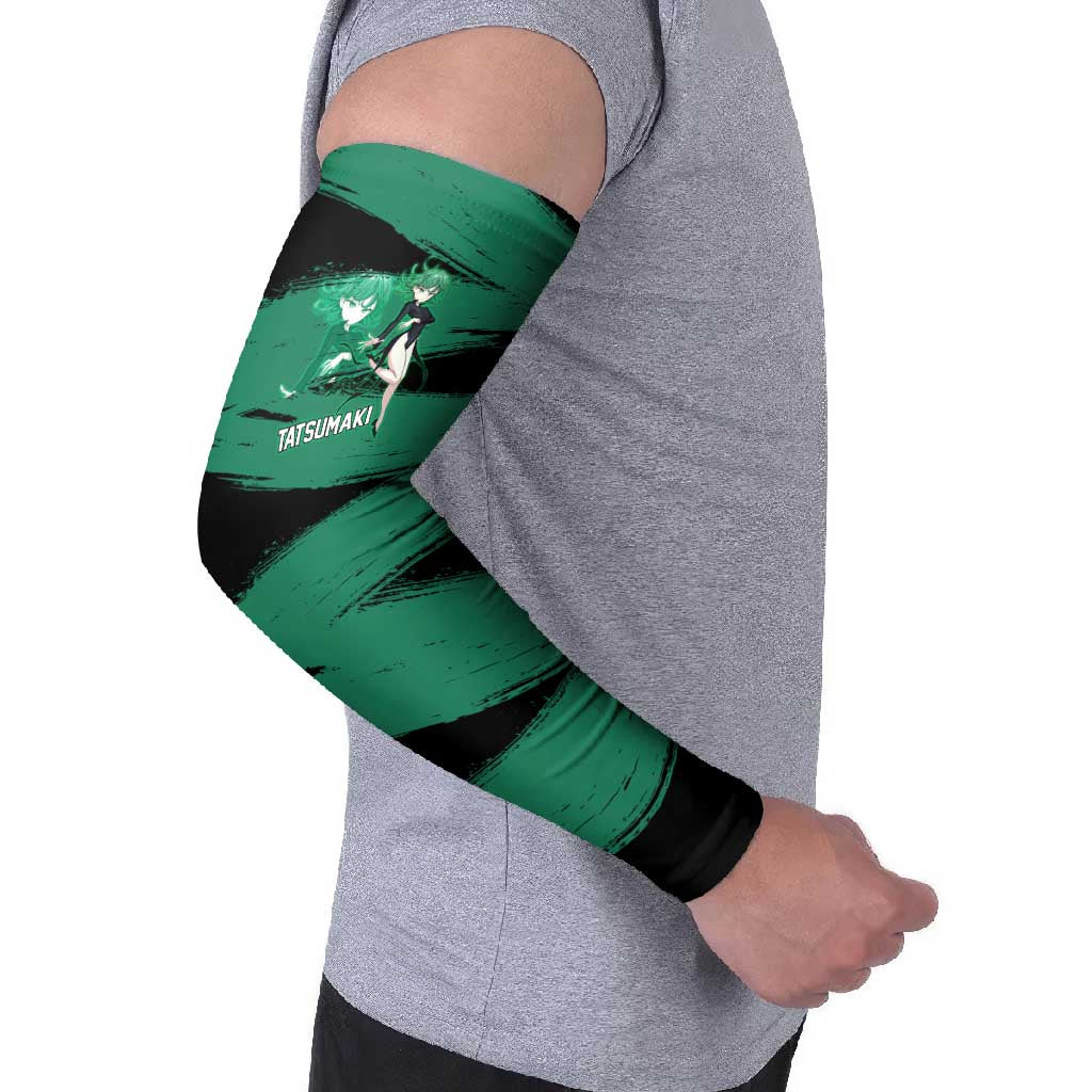 Tatsumaki One Punch Man Anime Green and Black Theme Arm Sleeves with Psychic Power Effects and Bold - The Mazicc