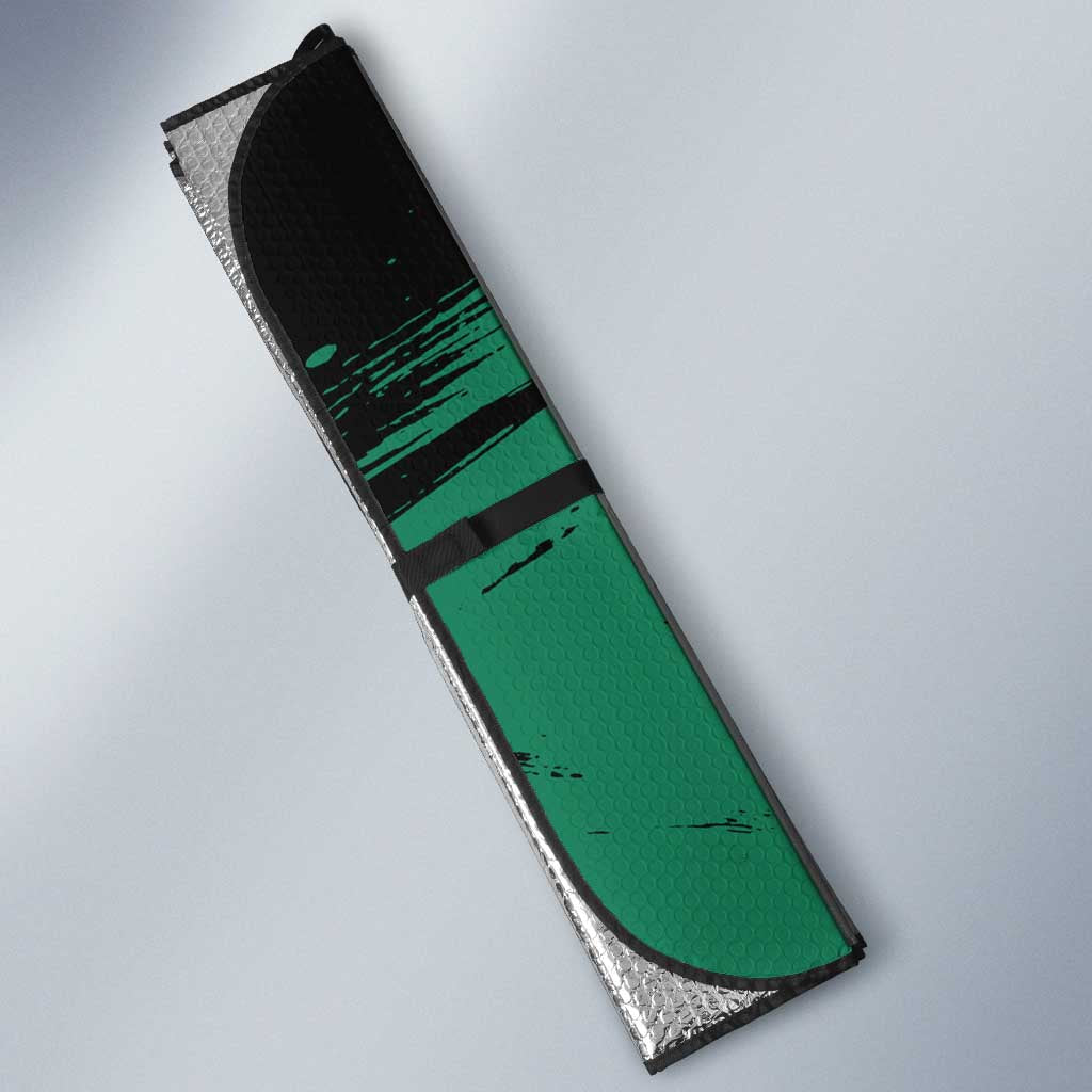 Tatsumaki One Punch Man Anime Green and Black Theme Auto Sun Shade with Psychic Power Effects and Bold - The Mazicc