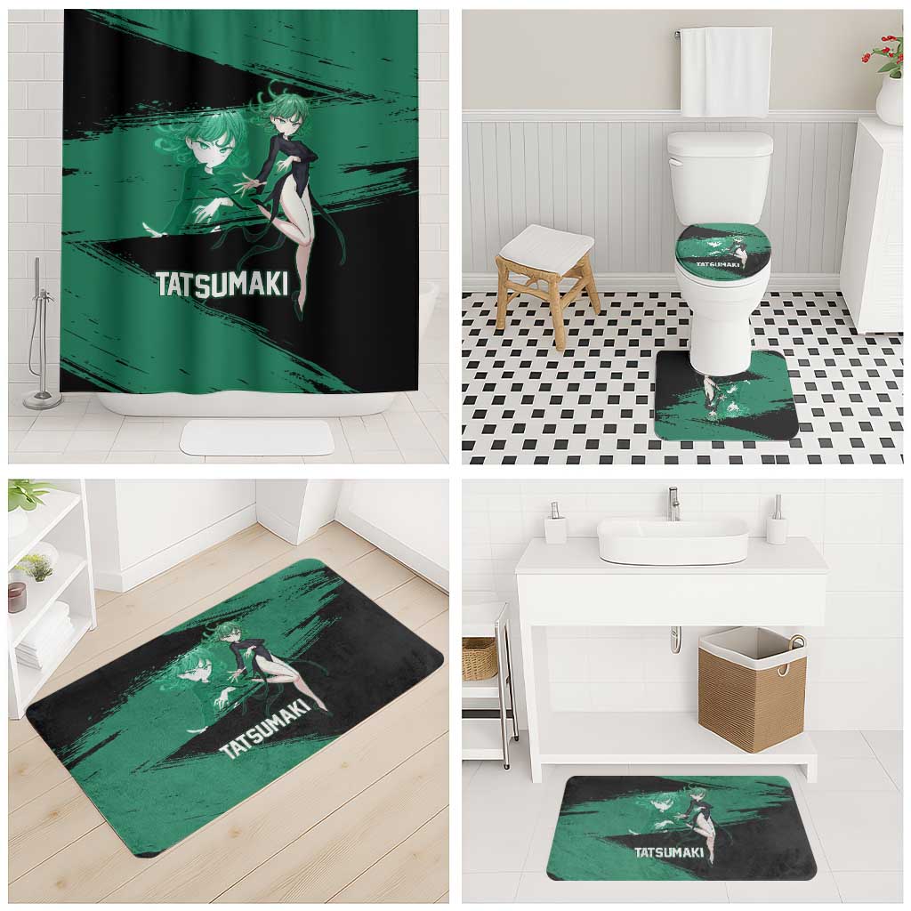 Tatsumaki One Punch Man Anime Green and Black Theme Bathroom Set with Psychic Power Effects and Bold - The Mazicc