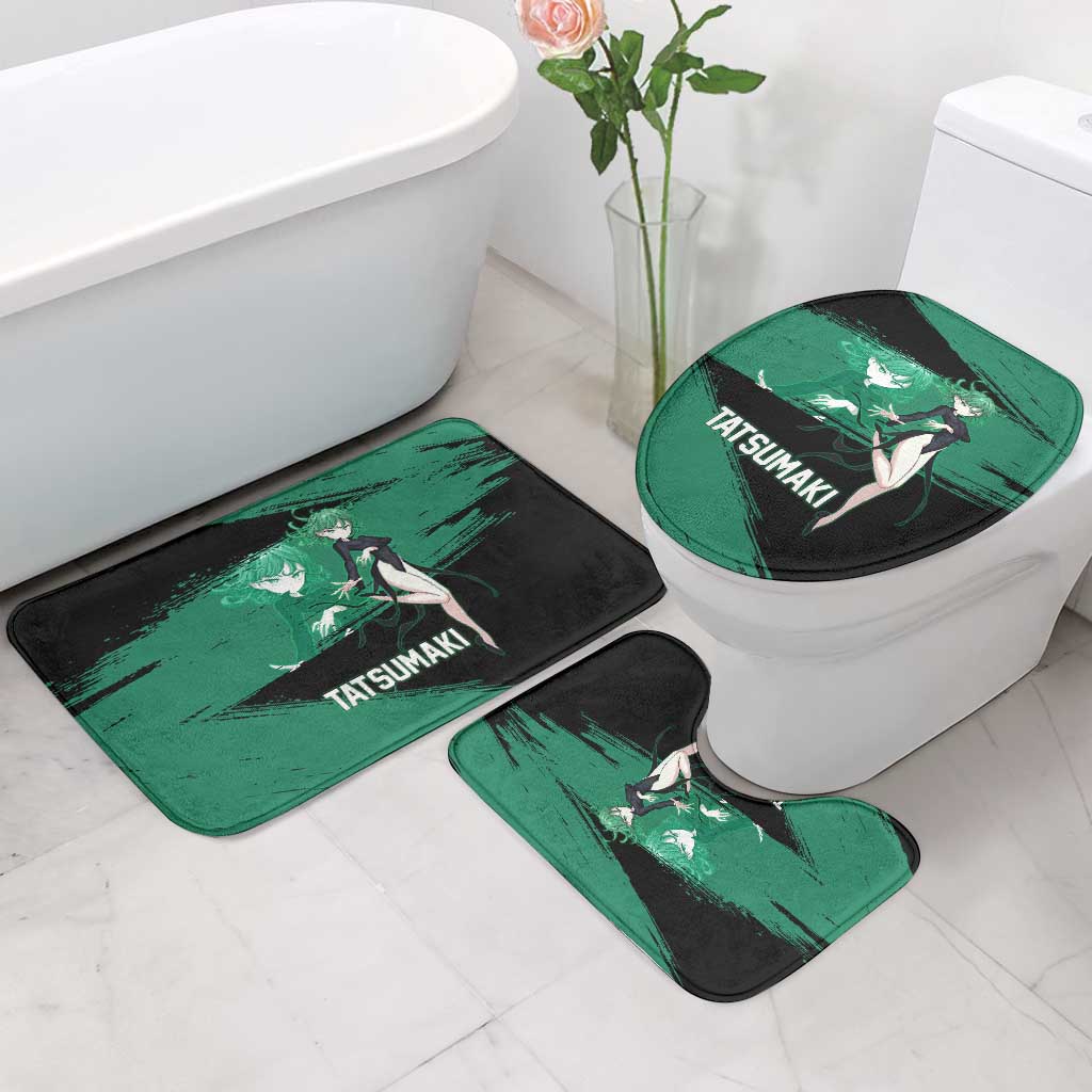 Tatsumaki One Punch Man Anime Green and Black Theme Bathroom Set with Psychic Power Effects and Bold - The Mazicc