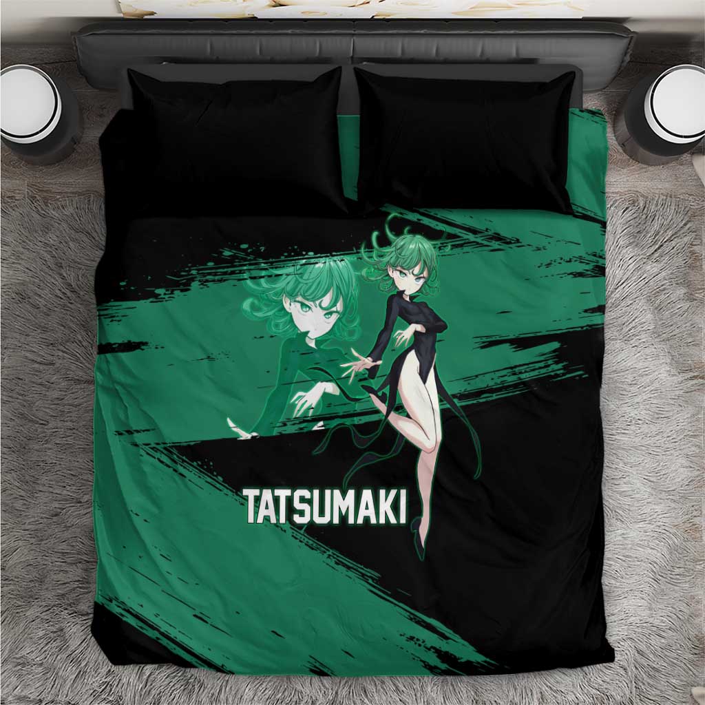 Tatsumaki One Punch Man Anime Green and Black Theme Bedding Set with Psychic Power Effects and Bold - The Mazicc