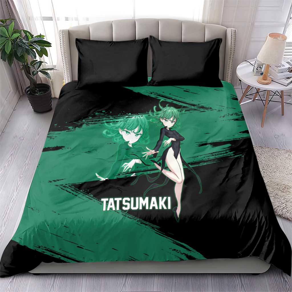 Tatsumaki One Punch Man Anime Green and Black Theme Bedding Set with Psychic Power Effects and Bold - The Mazicc