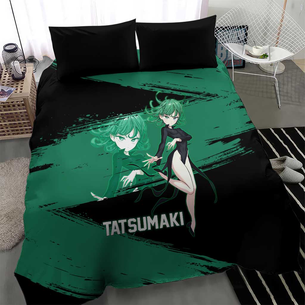 Tatsumaki One Punch Man Anime Green and Black Theme Bedding Set with Psychic Power Effects and Bold - The Mazicc