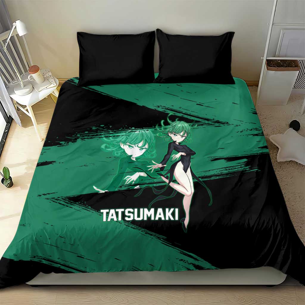 Tatsumaki One Punch Man Anime Green and Black Theme Bedding Set with Psychic Power Effects and Bold - The Mazicc