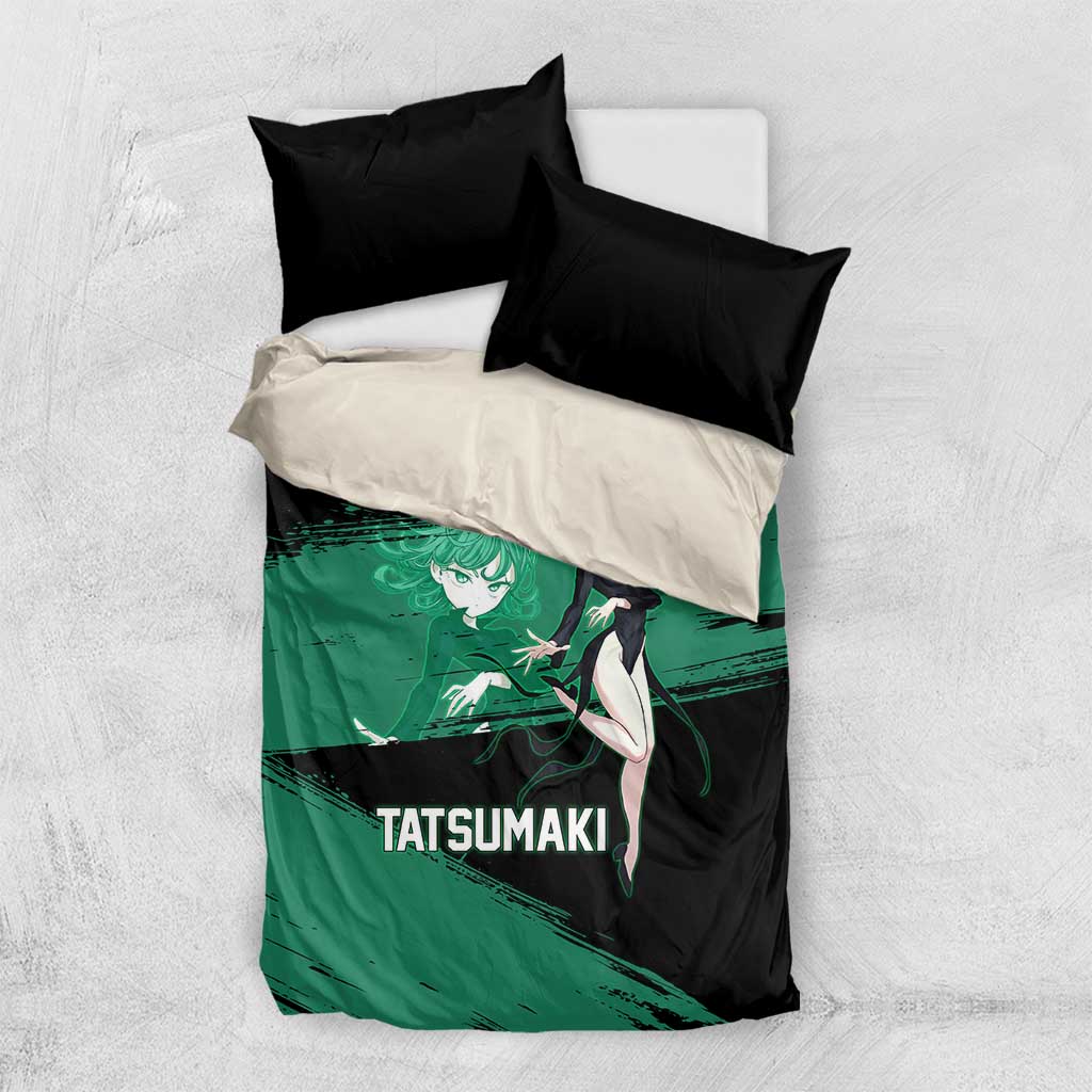 Tatsumaki One Punch Man Anime Green and Black Theme Bedding Set with Psychic Power Effects and Bold - The Mazicc