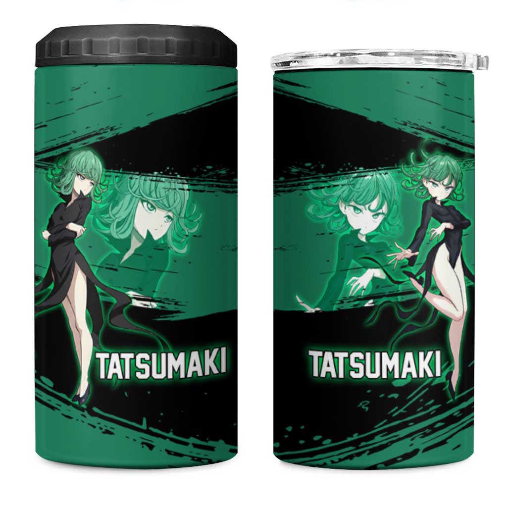 Tatsumaki One Punch Man Anime Green and Black Theme 4 in 1 Can Cooler Tumbler with Psychic Power Effects and Bold - The Mazicc