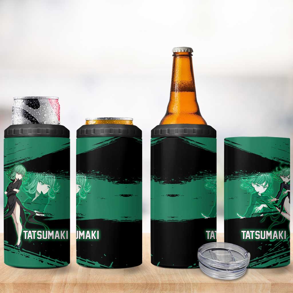 Tatsumaki One Punch Man Anime Green and Black Theme 4 in 1 Can Cooler Tumbler with Psychic Power Effects and Bold - The Mazicc