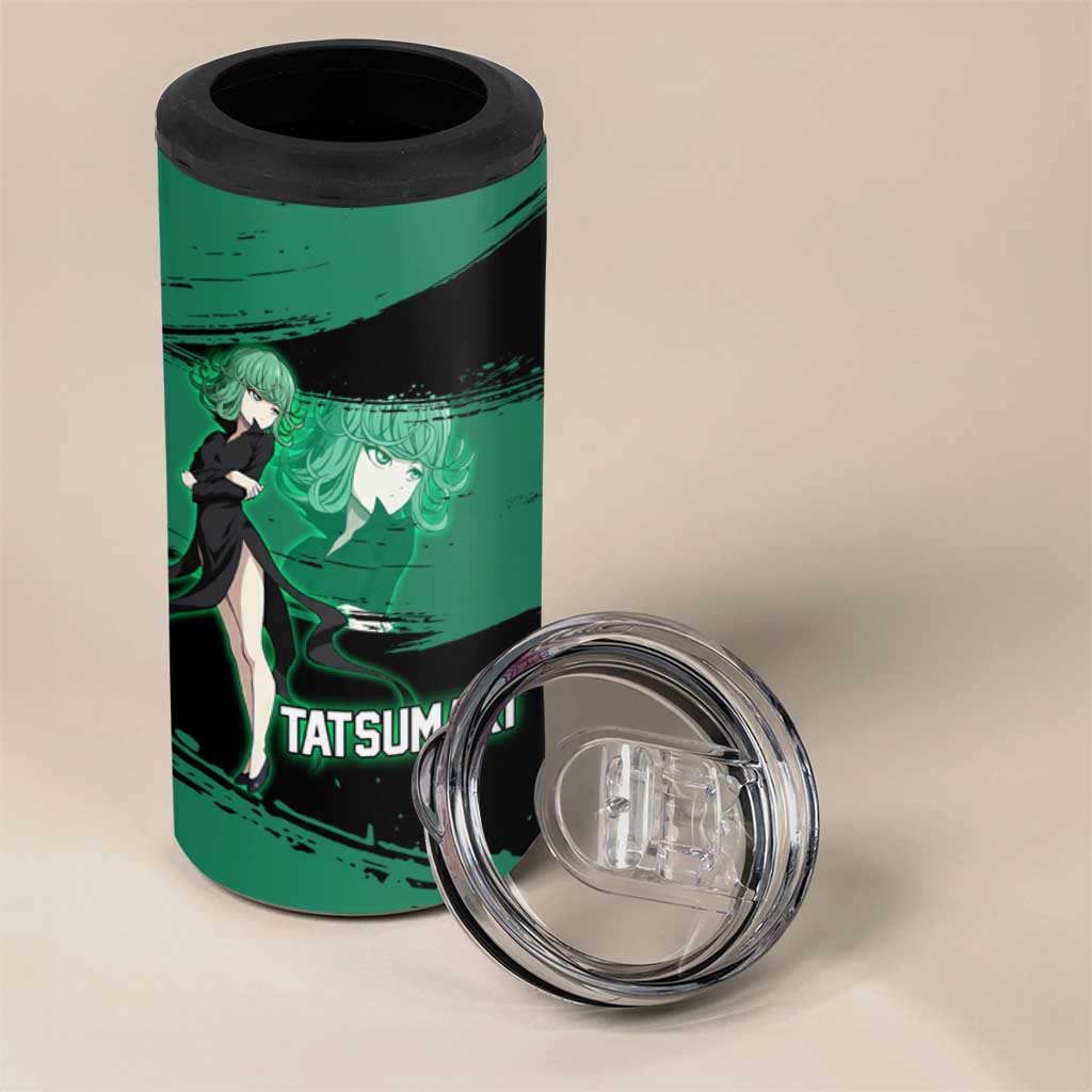 Tatsumaki One Punch Man Anime Green and Black Theme 4 in 1 Can Cooler Tumbler with Psychic Power Effects and Bold - The Mazicc
