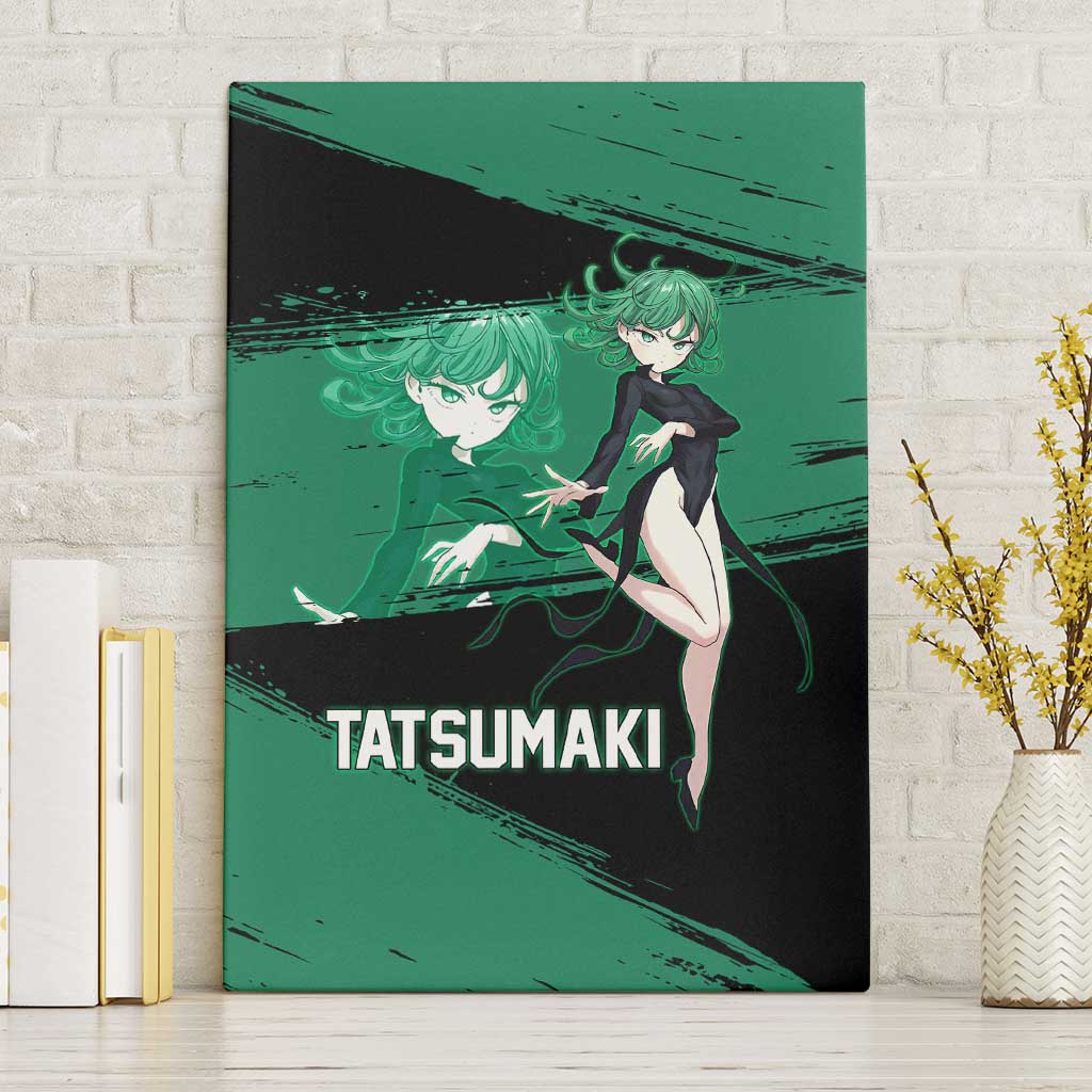 Tatsumaki One Punch Man Anime Green and Black Theme Canvas Wall Art with Psychic Power Effects and Bold - The Mazicc