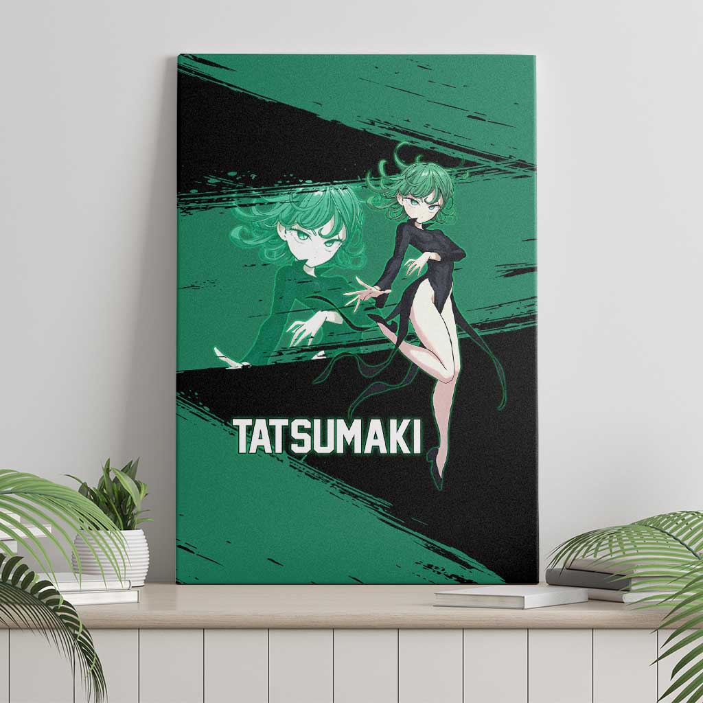Tatsumaki One Punch Man Anime Green and Black Theme Canvas Wall Art with Psychic Power Effects and Bold - The Mazicc