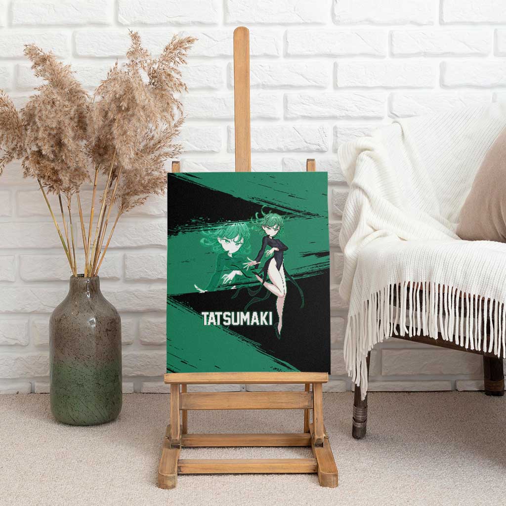 Tatsumaki One Punch Man Anime Green and Black Theme Canvas Wall Art with Psychic Power Effects and Bold - The Mazicc