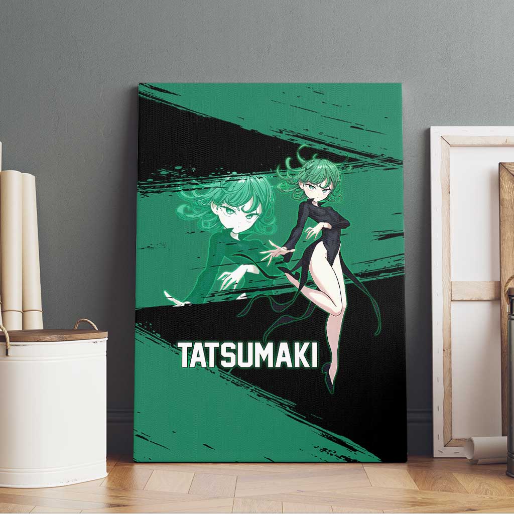 Tatsumaki One Punch Man Anime Green and Black Theme Canvas Wall Art with Psychic Power Effects and Bold - The Mazicc