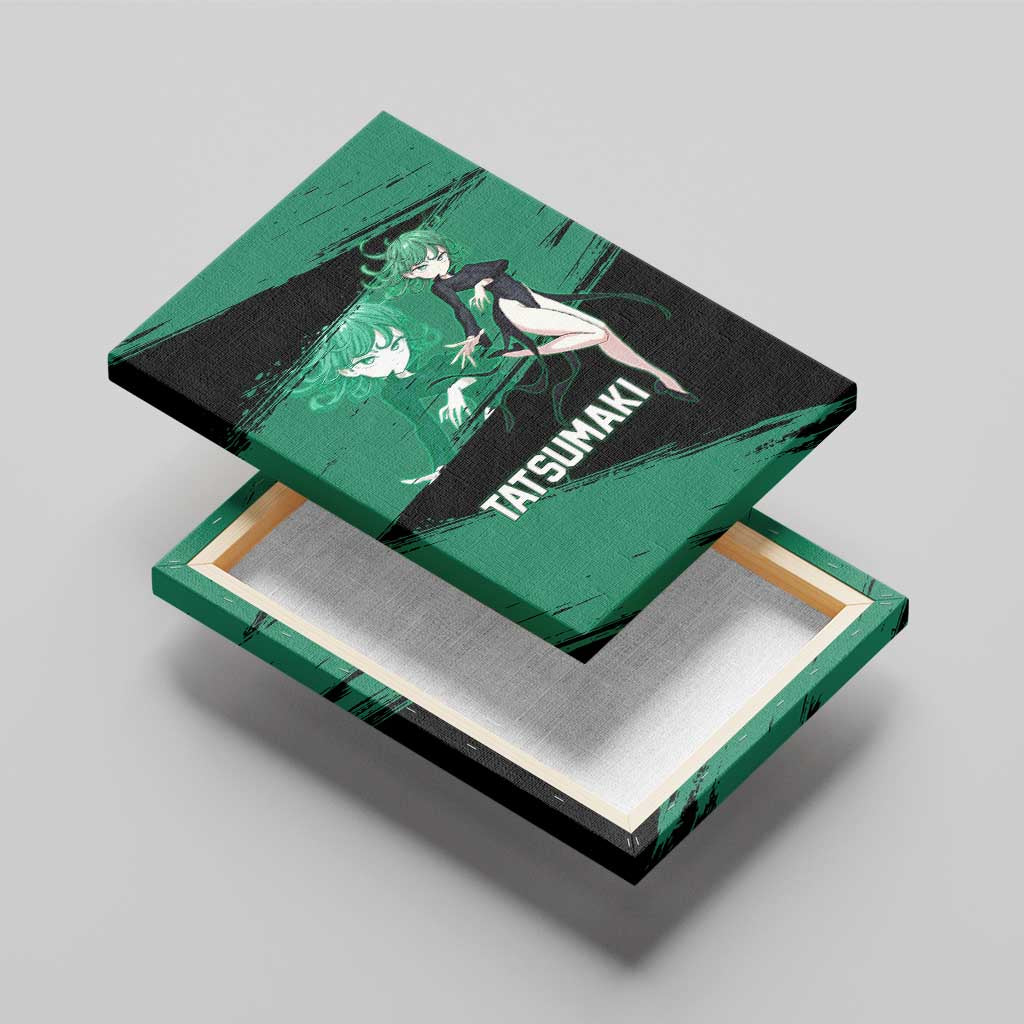 Tatsumaki One Punch Man Anime Green and Black Theme Canvas Wall Art with Psychic Power Effects and Bold - The Mazicc