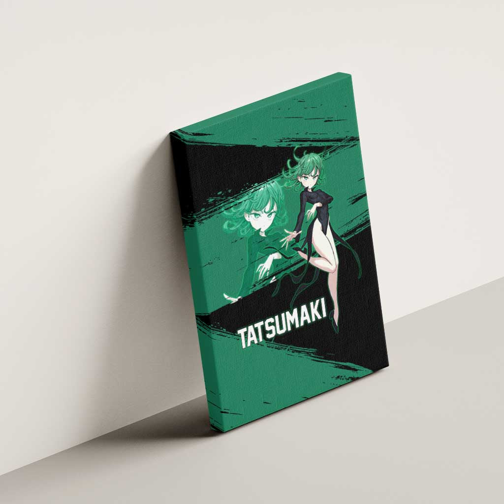 Tatsumaki One Punch Man Anime Green and Black Theme Canvas Wall Art with Psychic Power Effects and Bold - The Mazicc