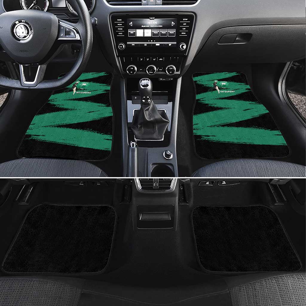 Tatsumaki One Punch Man Anime Green and Black Theme Car Mats with Psychic Power Effects and Bold - The Mazicc