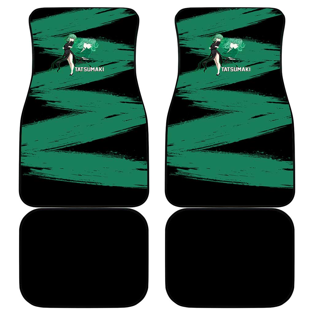 Tatsumaki One Punch Man Anime Green and Black Theme Car Mats with Psychic Power Effects and Bold - The Mazicc