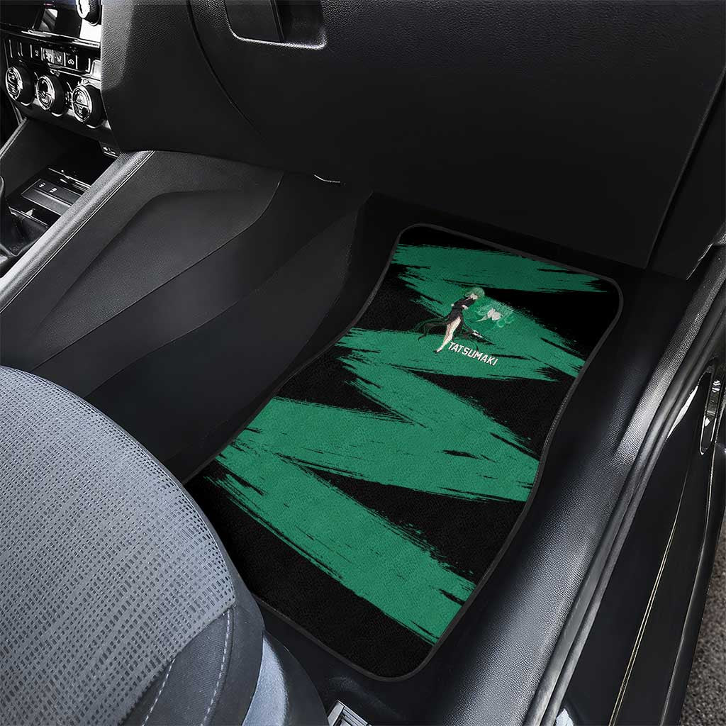 Tatsumaki One Punch Man Anime Green and Black Theme Car Mats with Psychic Power Effects and Bold - The Mazicc