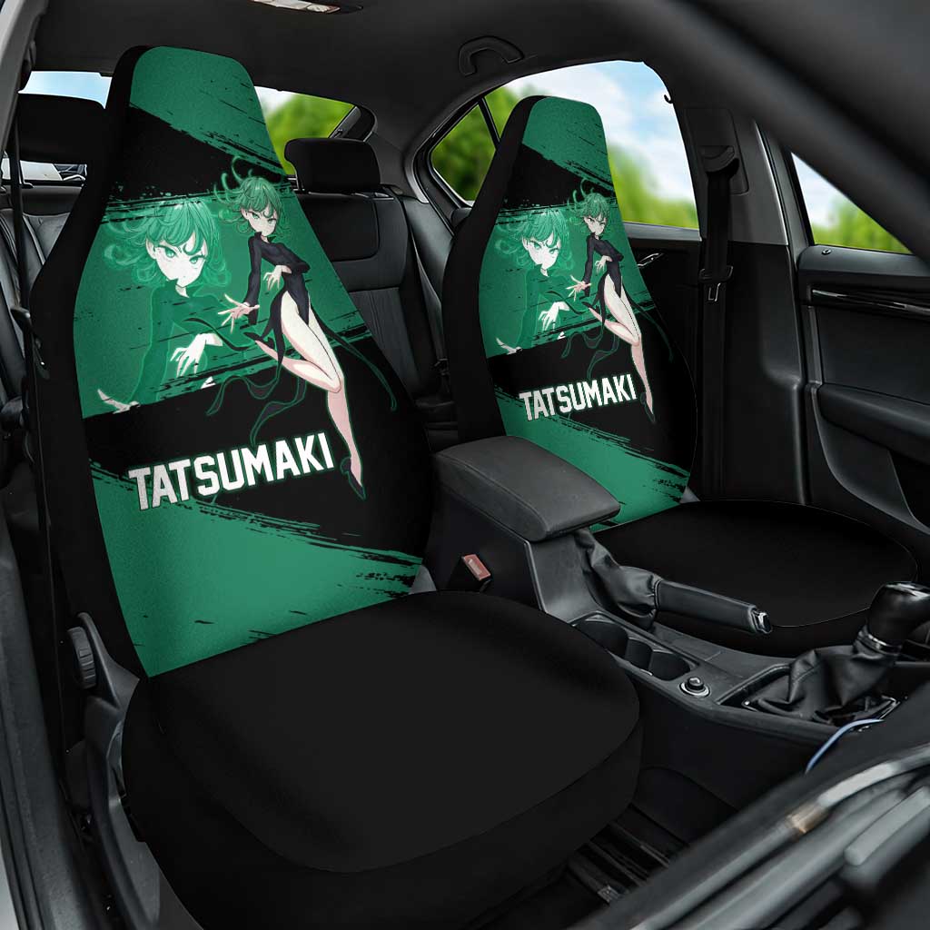 Tatsumaki One Punch Man Anime Green and Black Theme Car Seat Cover with Psychic Power Effects and Bold - The Mazicc