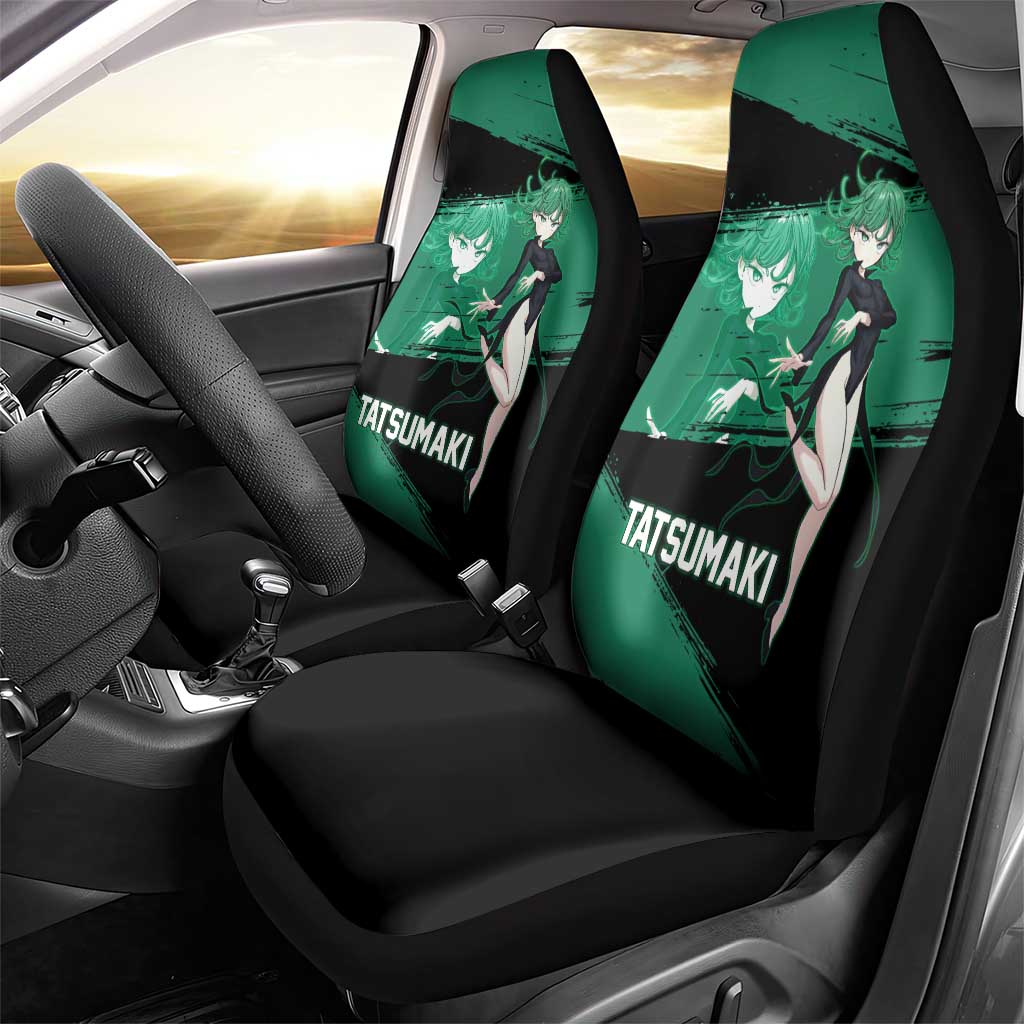 Tatsumaki One Punch Man Anime Green and Black Theme Car Seat Cover with Psychic Power Effects and Bold - The Mazicc