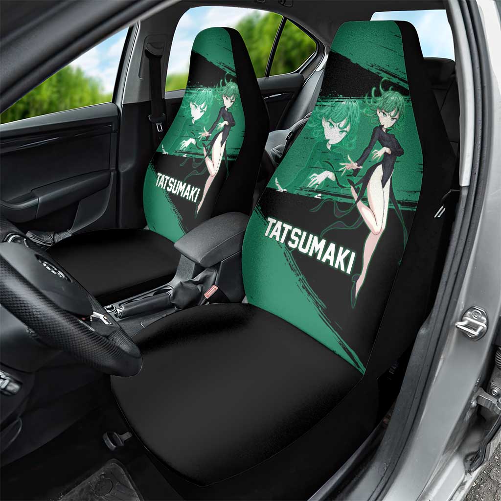 Tatsumaki One Punch Man Anime Green and Black Theme Car Seat Cover with Psychic Power Effects and Bold - The Mazicc