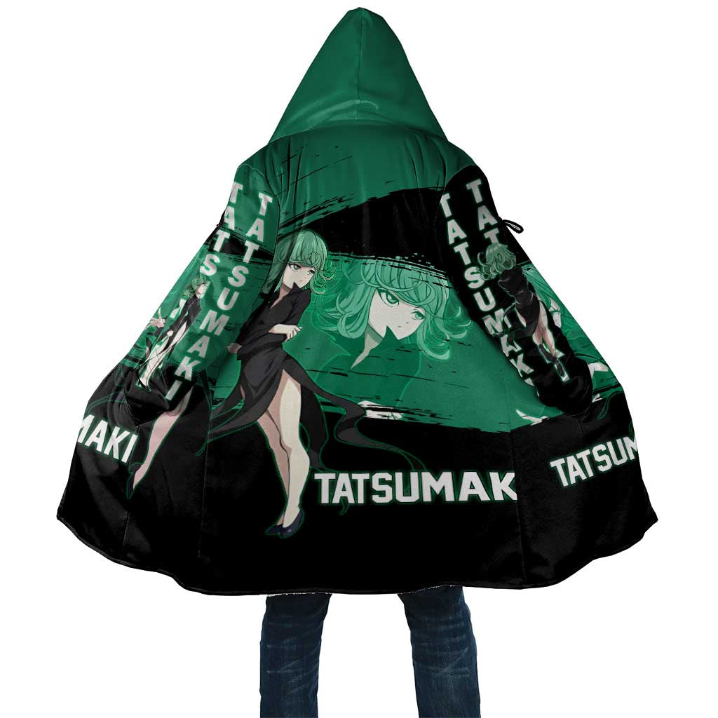 Tatsumaki One Punch Man Anime Green and Black Theme Cloak with Psychic Power Effects and Bold - The Mazicc