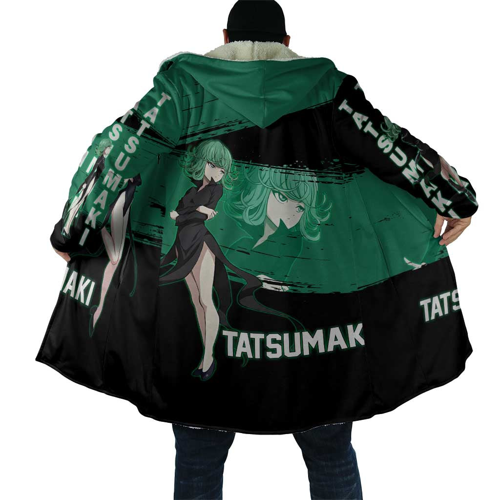 Tatsumaki One Punch Man Anime Green and Black Theme Cloak with Psychic Power Effects and Bold - The Mazicc