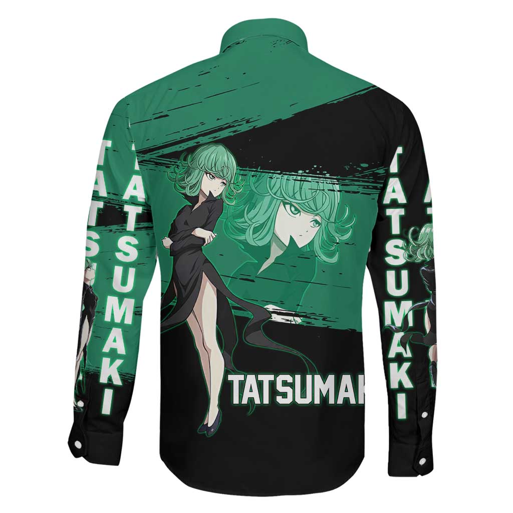 Tatsumaki One Punch Man Anime Green and Black Theme Family Matching Mermaid Dress and Hawaiian Shirt with Psychic Power Effects and Bold