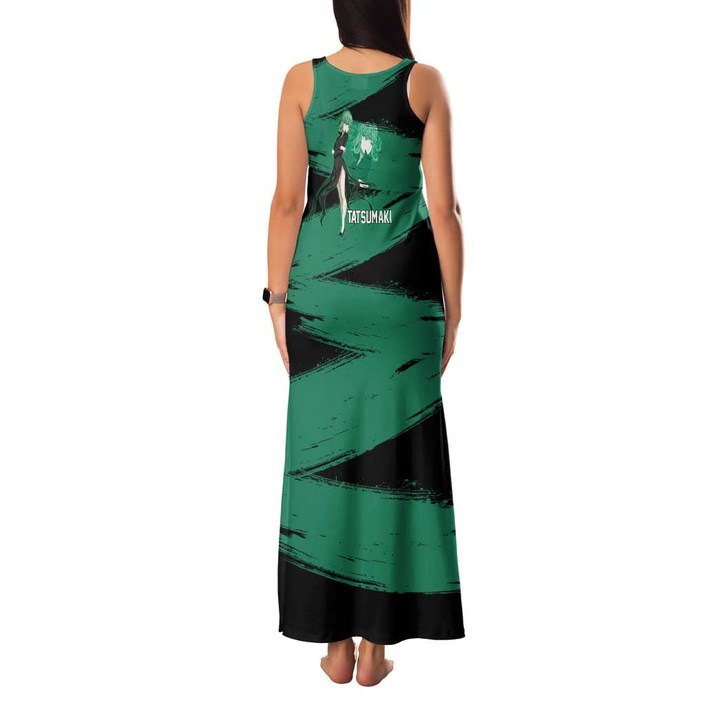 Tatsumaki One Punch Man Anime Green and Black Theme Family Matching Tank Maxi Dress and Hawaiian Shirt with Psychic Power Effects and Bold