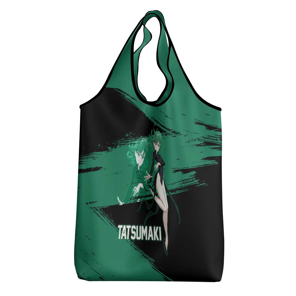 Tatsumaki One Punch Man Anime Green and Black Theme Grocery Bag with Psychic Power Effects and Bold - The Mazicc