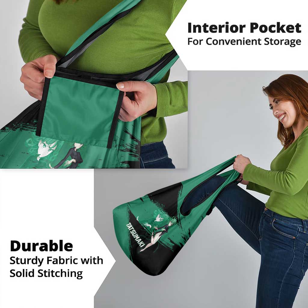 Tatsumaki One Punch Man Anime Green and Black Theme Grocery Bag with Psychic Power Effects and Bold - The Mazicc