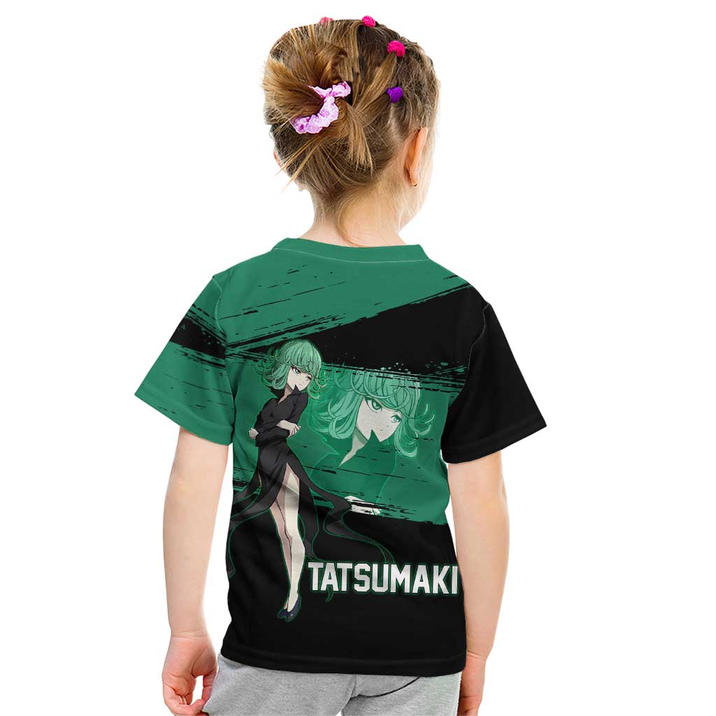 Tatsumaki One Punch Man Anime Green and Black Theme Kid T Shirt with Psychic Power Effects and Bold - The Mazicc