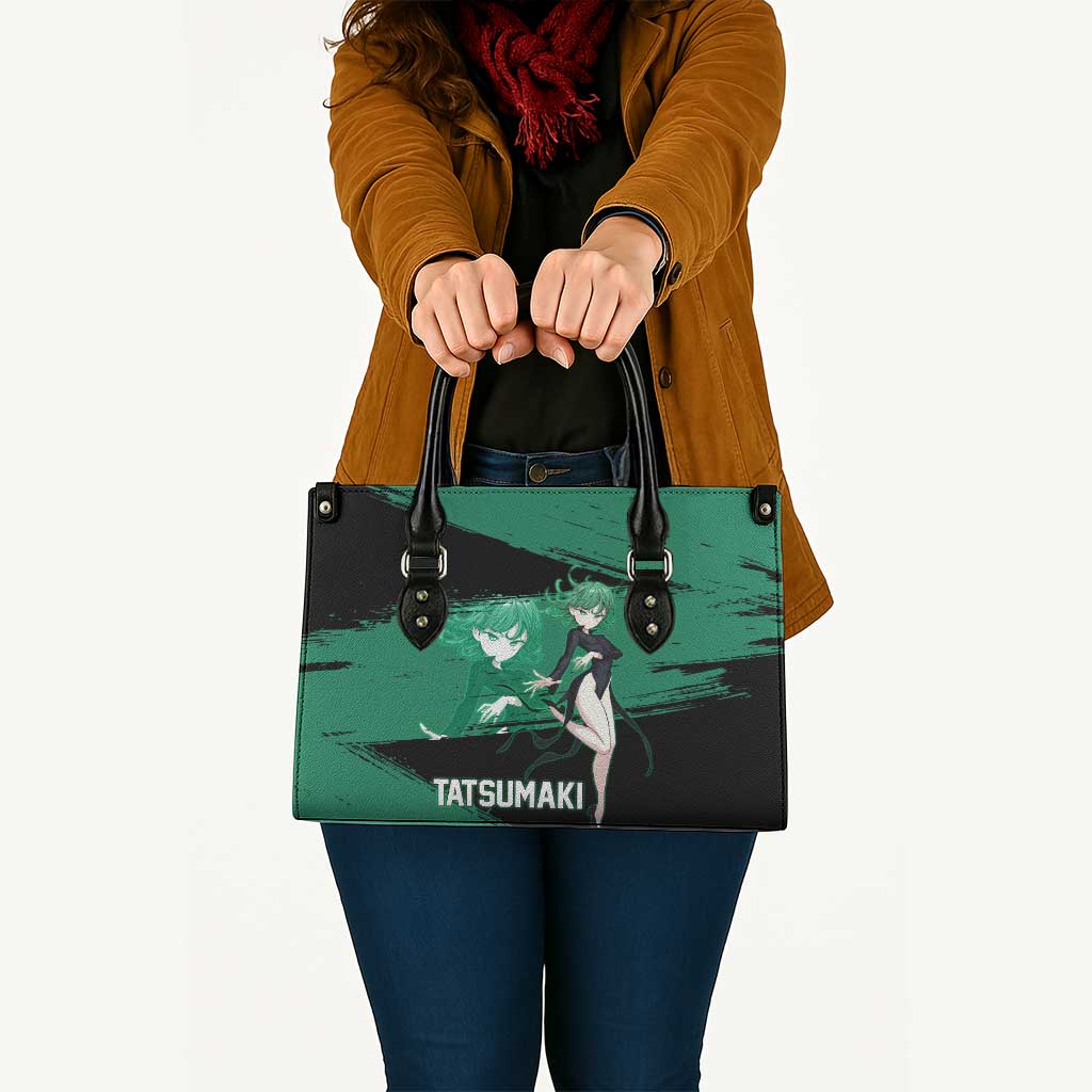 Tatsumaki One Punch Man Anime Green and Black Theme Leather Bag with Psychic Power Effects and Bold - The Mazicc