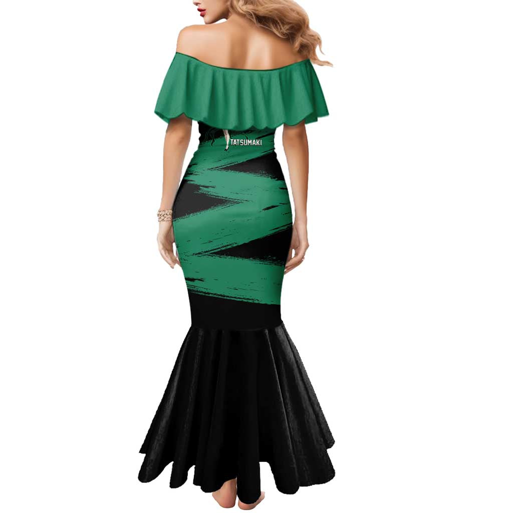 Tatsumaki One Punch Man Anime Green and Black Theme Mermaid Dress with Psychic Power Effects and Bold - The Mazicc