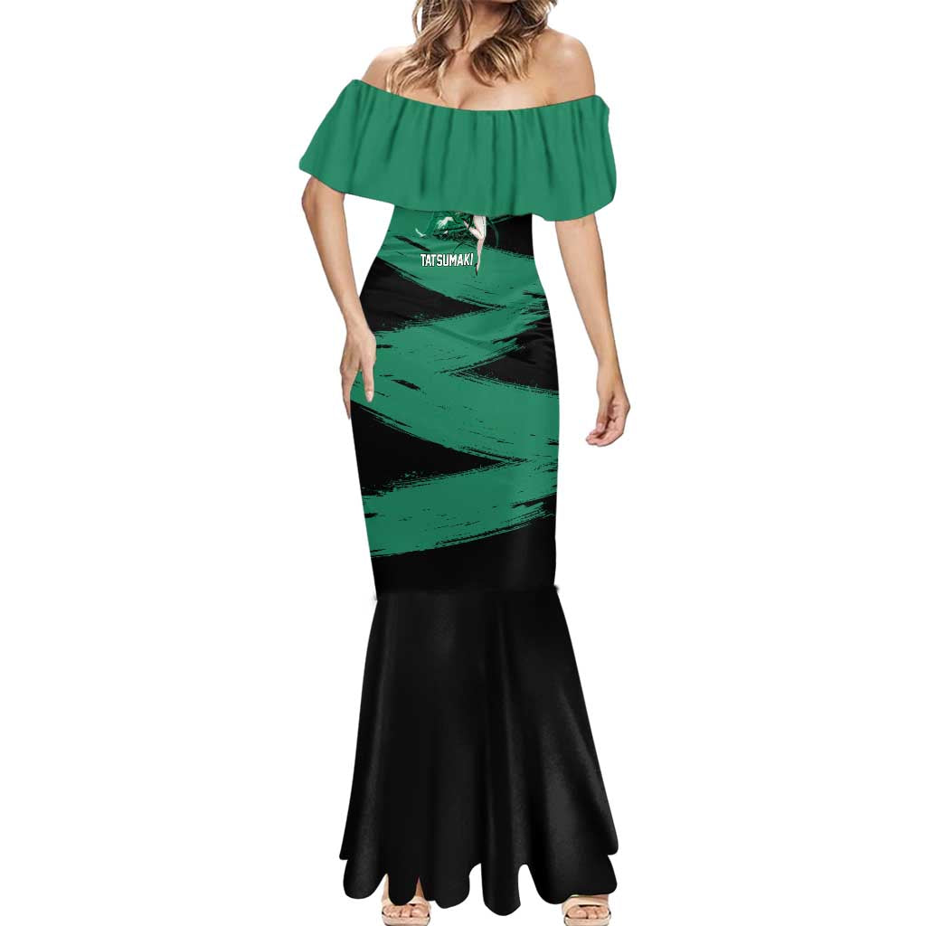Tatsumaki One Punch Man Anime Green and Black Theme Mermaid Dress with Psychic Power Effects and Bold - The Mazicc