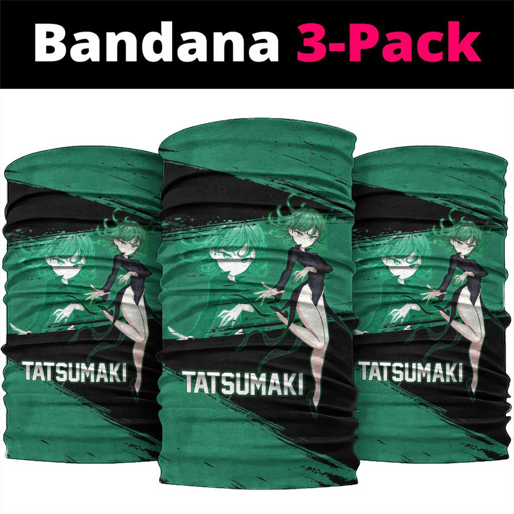 Tatsumaki One Punch Man Anime Green and Black Theme Neck Gaiter with Psychic Power Effects and Bold - The Mazicc