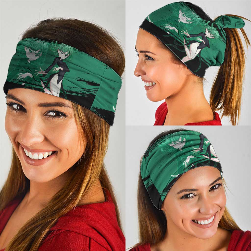 Tatsumaki One Punch Man Anime Green and Black Theme Neck Gaiter with Psychic Power Effects and Bold - The Mazicc
