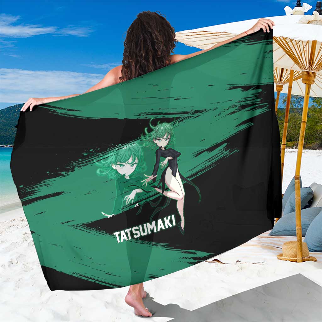 Tatsumaki One Punch Man Anime Green and Black Theme Sarong with Psychic Power Effects and Bold - The Mazicc