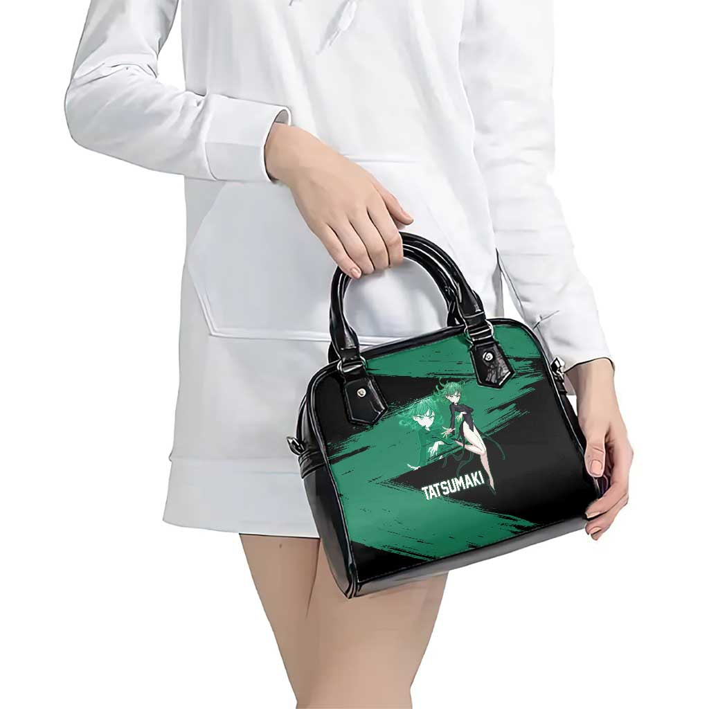 Tatsumaki One Punch Man Anime Green and Black Theme Shoulder Handbag with Psychic Power Effects and Bold - The Mazicc