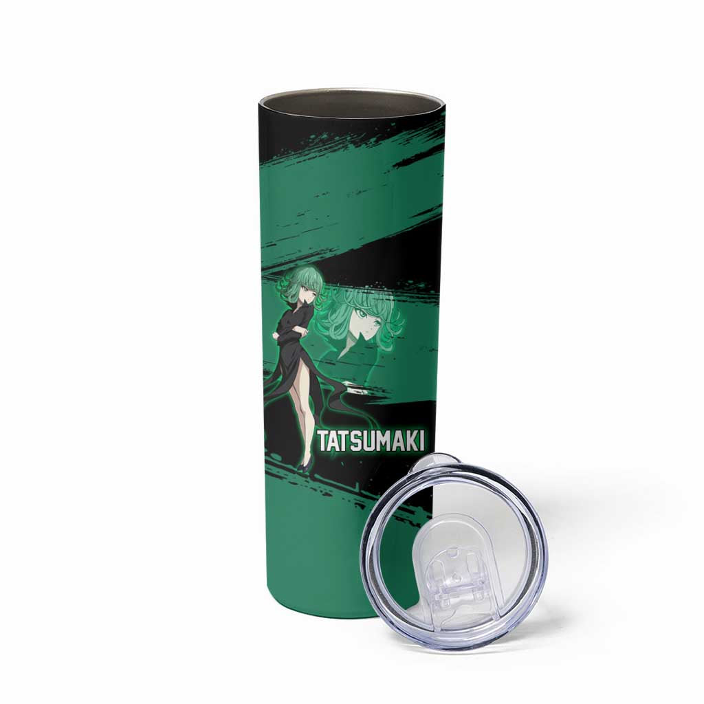 Tatsumaki One Punch Man Anime Green and Black Theme Skinny Tumbler with Psychic Power Effects and Bold - The Mazicc