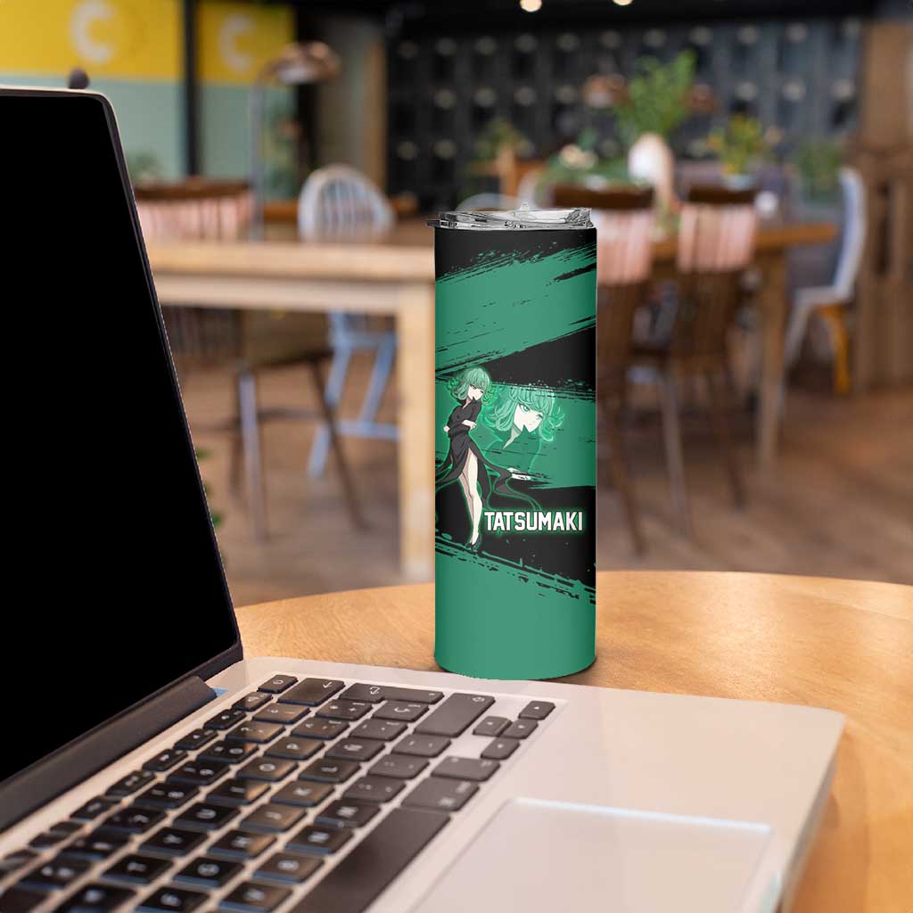 Tatsumaki One Punch Man Anime Green and Black Theme Skinny Tumbler with Psychic Power Effects and Bold - The Mazicc
