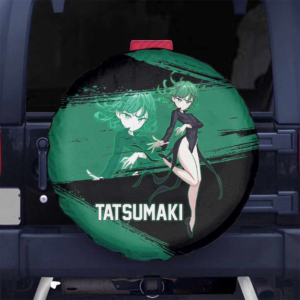 Tatsumaki One Punch Man Anime Green and Black Theme Spare Tire Cover with Psychic Power Effects and Bold - The Mazicc