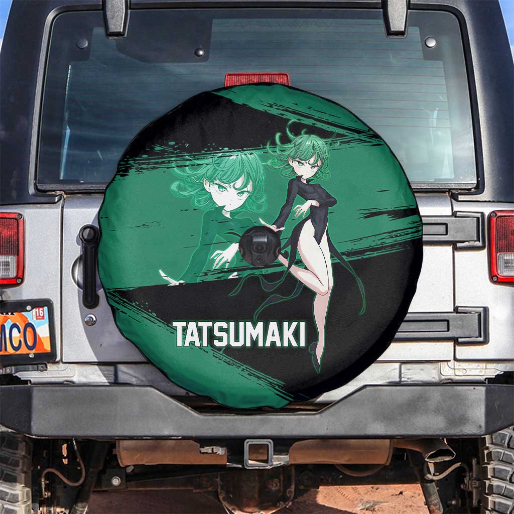 Tatsumaki One Punch Man Anime Green and Black Theme Spare Tire Cover with Psychic Power Effects and Bold - The Mazicc