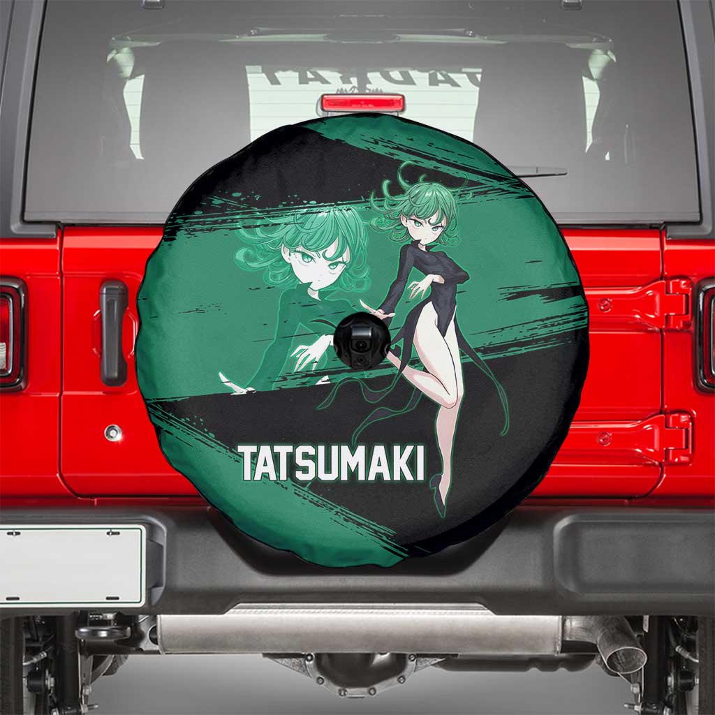 Tatsumaki One Punch Man Anime Green and Black Theme Spare Tire Cover with Psychic Power Effects and Bold - The Mazicc