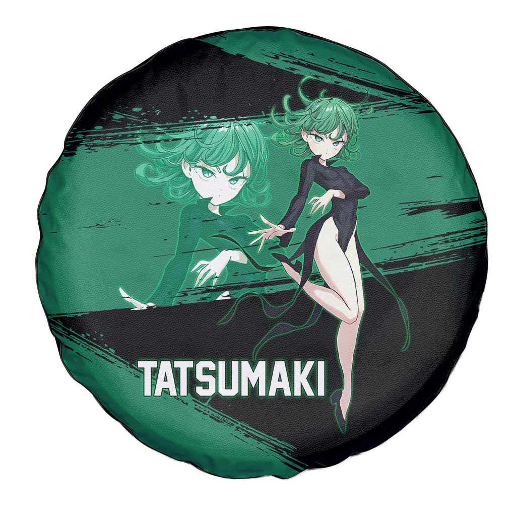 Tatsumaki One Punch Man Anime Green and Black Theme Spare Tire Cover with Psychic Power Effects and Bold - The Mazicc