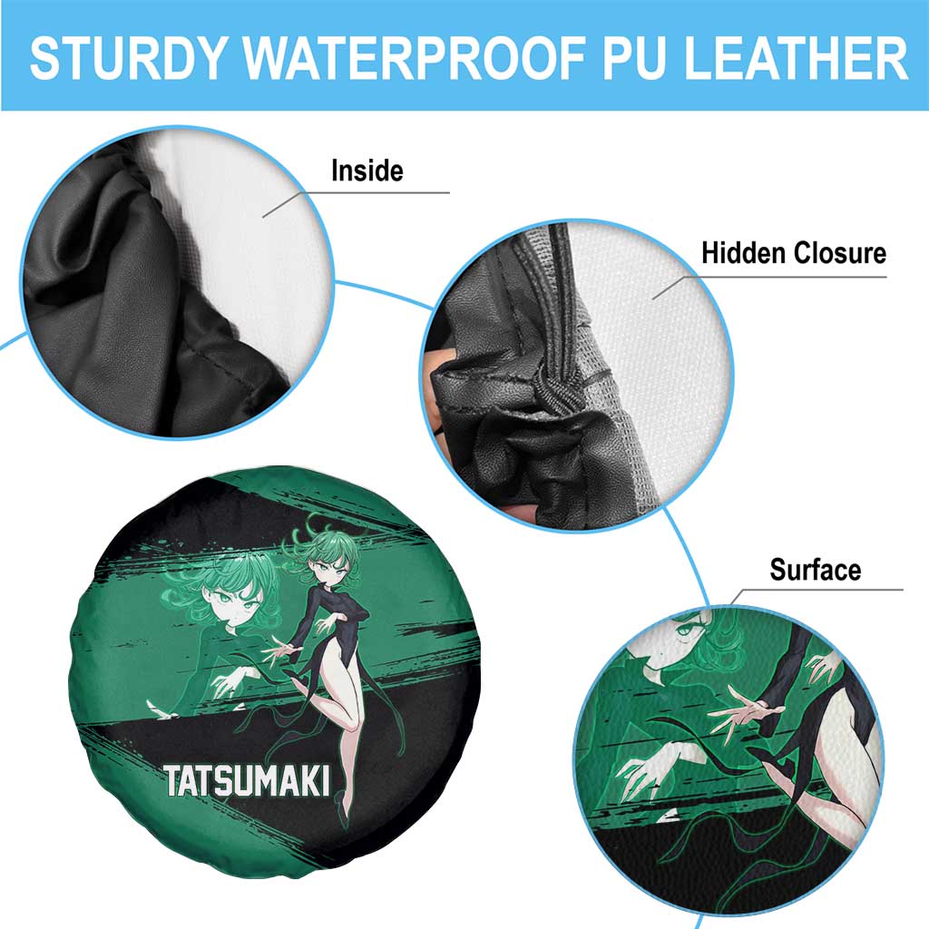 Tatsumaki One Punch Man Anime Green and Black Theme Spare Tire Cover with Psychic Power Effects and Bold - The Mazicc
