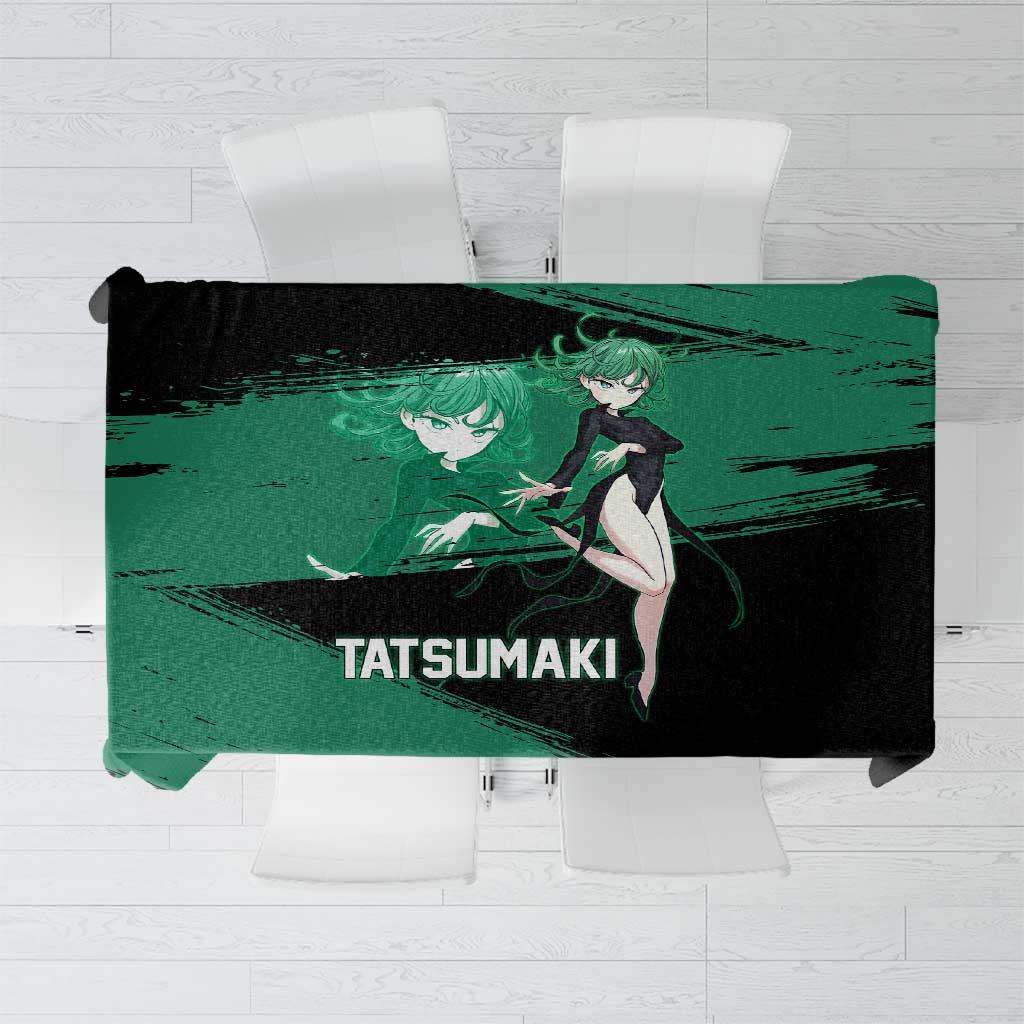 Tatsumaki One Punch Man Anime Green and Black Theme Tablecloth with Psychic Power Effects and Bold - The Mazicc